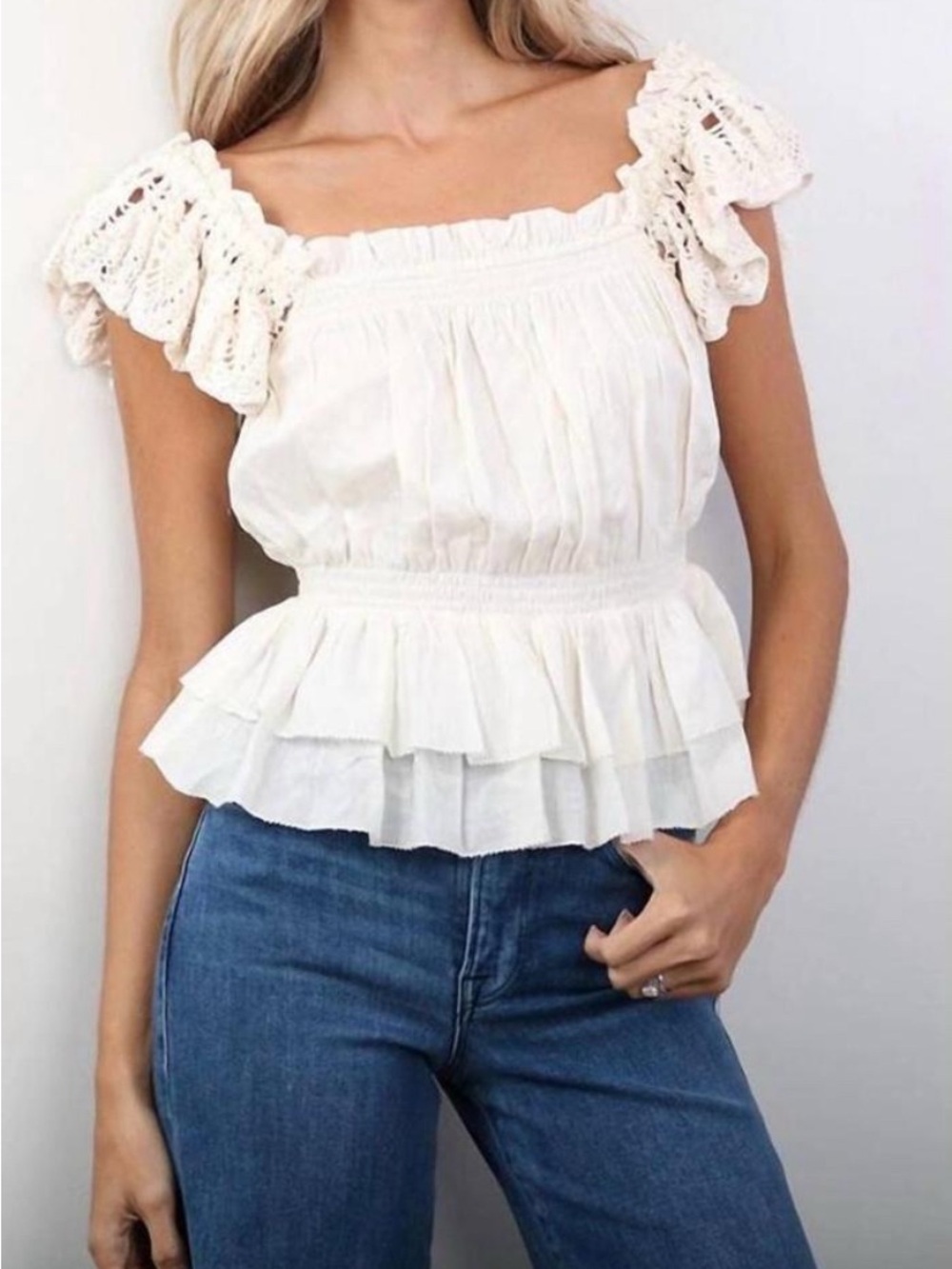 Cleobella Cream Marisol Top Blouse Shirt Sz S EUC No Flaws
